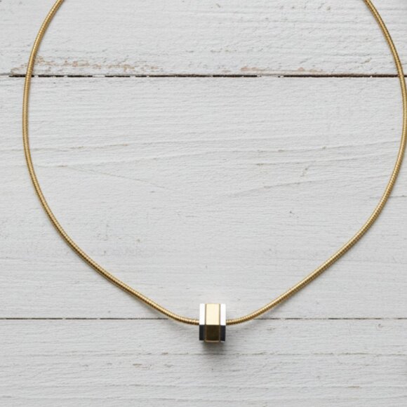 Vintage Crown Trifari Gold & Silver Tone Modernist Choker Necklace - Picture 6 of 6